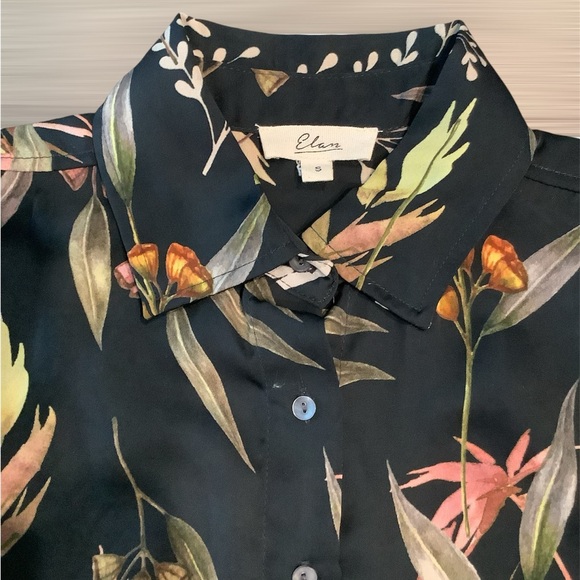 Elan Tropical-Print High-Low Shirt - Picture 5 of 7